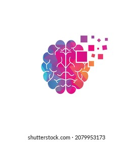 digital brain technology logo design vector illustration.