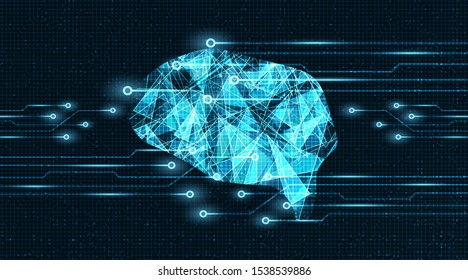 Digital Brain Technology on Circuit Microchip Background,science and intelligence Concept design,Free Space For text in put,Vector illustration.