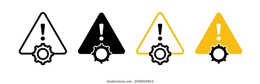 Icono de línea de descomposición digital. Icono de alerta de error del sistema en color blanco y negro.