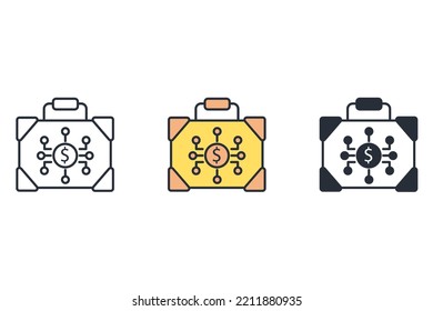 Digital Briefcase Thin Line Icons. Vector Illustration Isolated On White. Editable Stroke