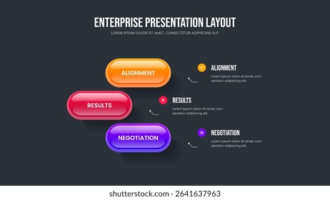 Digital Briefing Three Option Infographic Frame Template. Investor Introduction Slide Design Vector Illustration. Financial Report 3 Step Diagram Slideshow Layout.