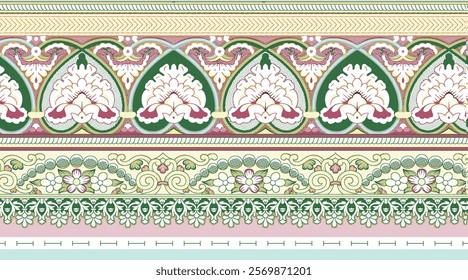 Digital brocade designs featuring intricate floral and paisley arrangements for textiles, wallpapers, and gift wraps.