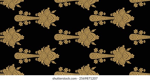 Digital brocade designs featuring intricate floral and paisley arrangements for textiles, wallpapers, and gift wraps.