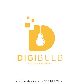 digital bulb logo designs vector