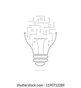 Digital Bulb logo  of information technology.Lighting and the growth of digital technology business and success.