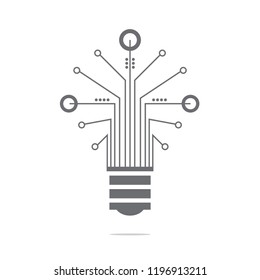 Digital Bulb logo  of information technology.Lighting and the growth of digital technology business and success.