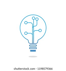 Digital Bulb logo  of information technology.Lighting and the growth of digital technology business and success.