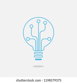 Digital Bulb logo  of information technology.Lighting and the growth of digital technology business and success.