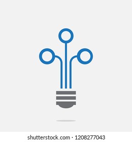 Digital Bulb logo  of information technology.Lighting and the growth of digital technology business and success.