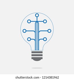 Digital Bulb logo  of information technology.Lighting and the growth of digital technology business and success.