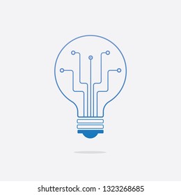 Digital Bulb logo  of information technology.Lighting and the growth of digital technology business and success.