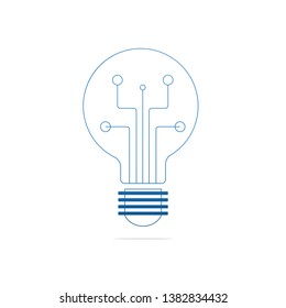 Digital Bulb logo  of information technology.Lighting and the growth of digital technology business and success.