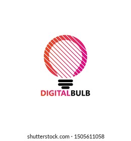 Digital Bulb Logo Template Design