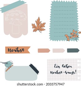 Digital bullet journal note papers and stickers. 