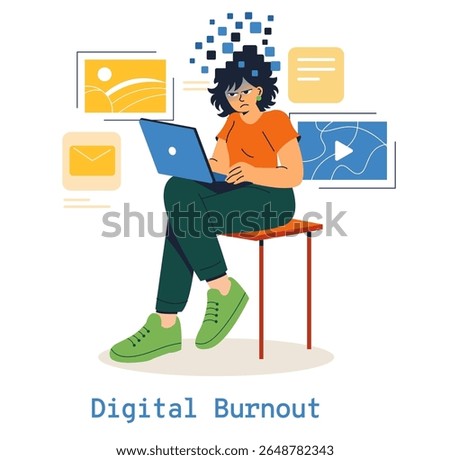 Digital burnout and fatigue in the technology-driven world. The challenges of constant connectivity impact mental health and productivity. Understanding the effects of digital overload is crucial