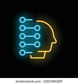 Digital burnout icon outline vector. Work stress. Sad busy neon color isolated on black