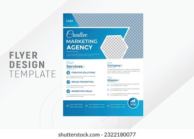 Digital business agency and 2 color gradient clean background or creative company business multipurpose flyer layout design template
