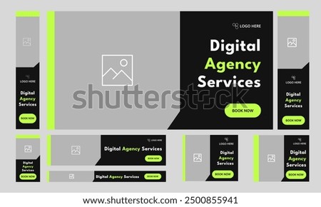 Digital business agency best services set banner for social media post, digital banner, web bundle banner design, customizable vector eps 10 file format