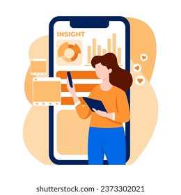 digital business analysis, analyzing online business development data, infographics and process diagrams