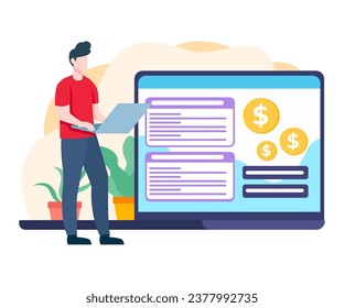digital business analysis, analyzing online business development data, infographics and process diagrams