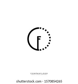 digital business black circle F logo letter simple design concept.