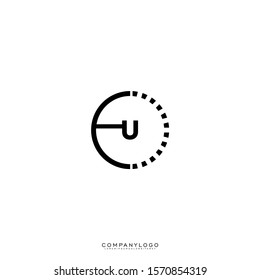 digital business black circle U logo letter simple design concept.