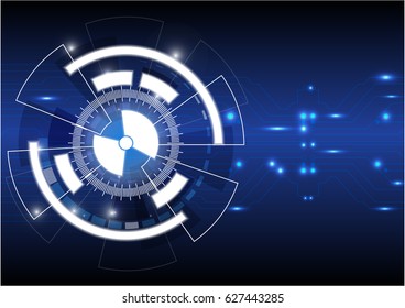 Digital business , blue vector tech circle and technology background.