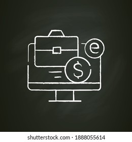Digital business chalk icon. New normal concept. Digital management, commerce. Work from home. New life after covid19 outbreak. Pandemic time, influence. Isolated vector illustration on chalkboard
