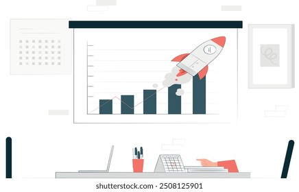 Digital business concept illustrations. Collections of people working together on project. Analytics team analyzing report, graphs, charts and other business data. Vector illustration.