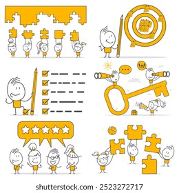 Digital Business Concept illustrations. Large set. Collection of scenes featuring men and women engaged in business activities.