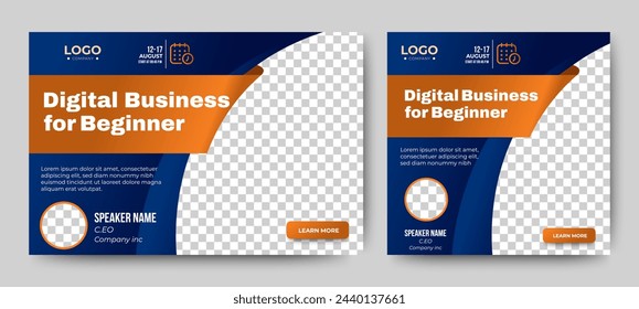 Digital Business Conference webinar live event banner template. vector