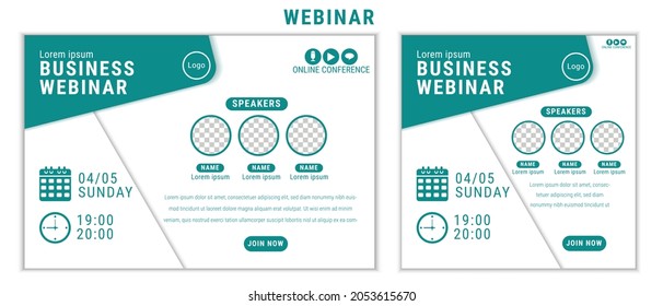 Digital Business Entrepeneur live webinar banner invitation and social media post template. Business webinar invitation design. Vector illustration