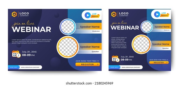 Digital Business Entrepeneur live webinar banner invitation and social media post template. Business webinar invitation design