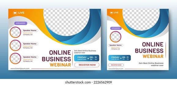 Digital Business Entrepeneur live webinar banner invitation and social media post template. Business webinar invitation design. Vector EPS	10