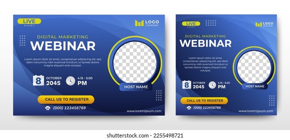 Digital Business Entrepeneur live webinar banner invitation and social media post template. Business webinar invitation design