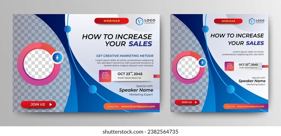 Digital Business Entrepeneur live webinar banner invitation and social media post template. Business webinar invitation design. Vector
