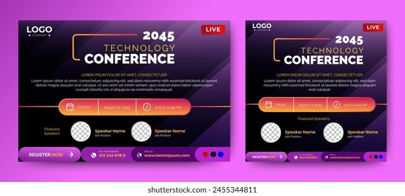 Digital Business Entrepeneur live webinar banner invitation and social media post template. Business webinar invitation design. Vector
