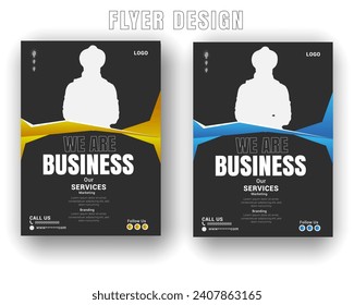 Digital business flyer and innovation solution with gradient color shape or white background roll up design template