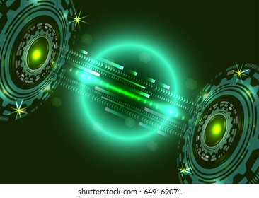 Digital business, futuristic technology on green background. Communication concept vector.