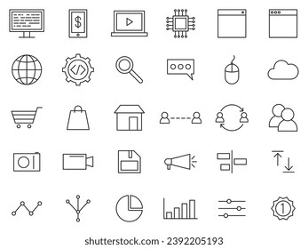 digital business icon set.  simple and minimalist vector design