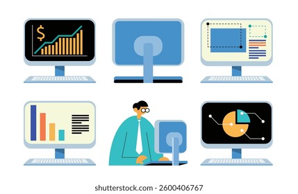 Digital Business Icons Collection vector illustration
