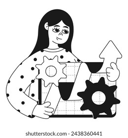 Digital business illustration of a girl showing ratings on a table