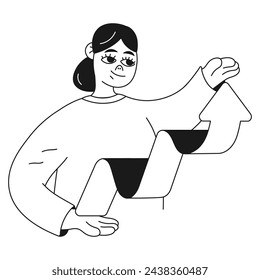 Digital business illustration of a girl showing high rating with her hands