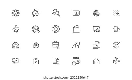 Digital business linear icons collection.Set of thin line web icon set, simple outline icons collection, Pixel Perfect icons, Simple vector illustration
