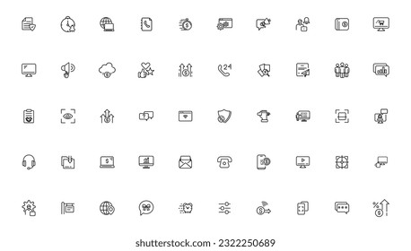 Digital business linear icons collection.Set of thin line web icon set, simple outline icons collection, Pixel Perfect icons, Simple vector illustration
