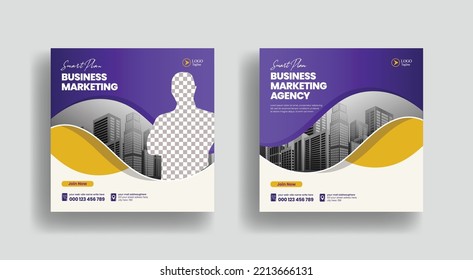 Digital business marketing agency banner or corporate social media post banner ads, social media ads suitable for website banner ads or square flyer poster template
