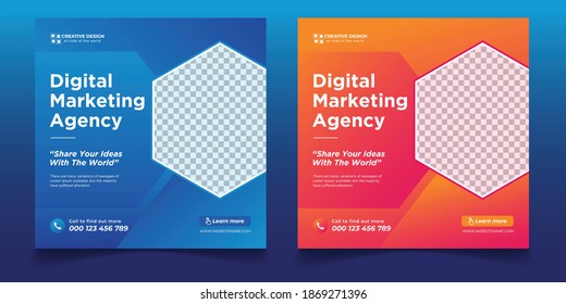 Digital business marketing agency, Digital business marketing agency Social media post template,