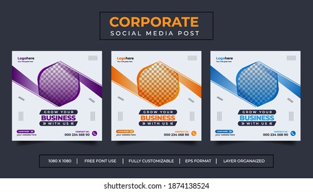 Digital Business Marketing Agency Social Media Banner, Square Flyer Template, Editable web Banner Post Template, Promotion corporate Web Banner Stories Ads.	
