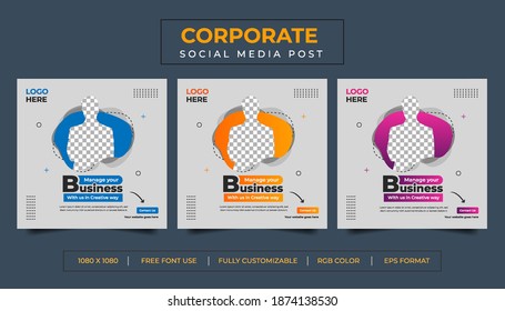 Digital Business Marketing Agency Social Media Banner, Square Flyer Template, Editable web Banner Post Template, Promotion corporate Web Banner Stories Ads.	
