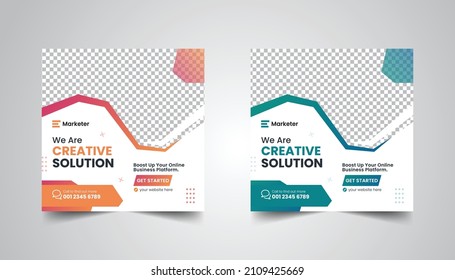 Digital Business Marketing Banner Design. Social Media Post Design for online Internet Advertising and Promotion. Minimal Squire Flyer Design Template